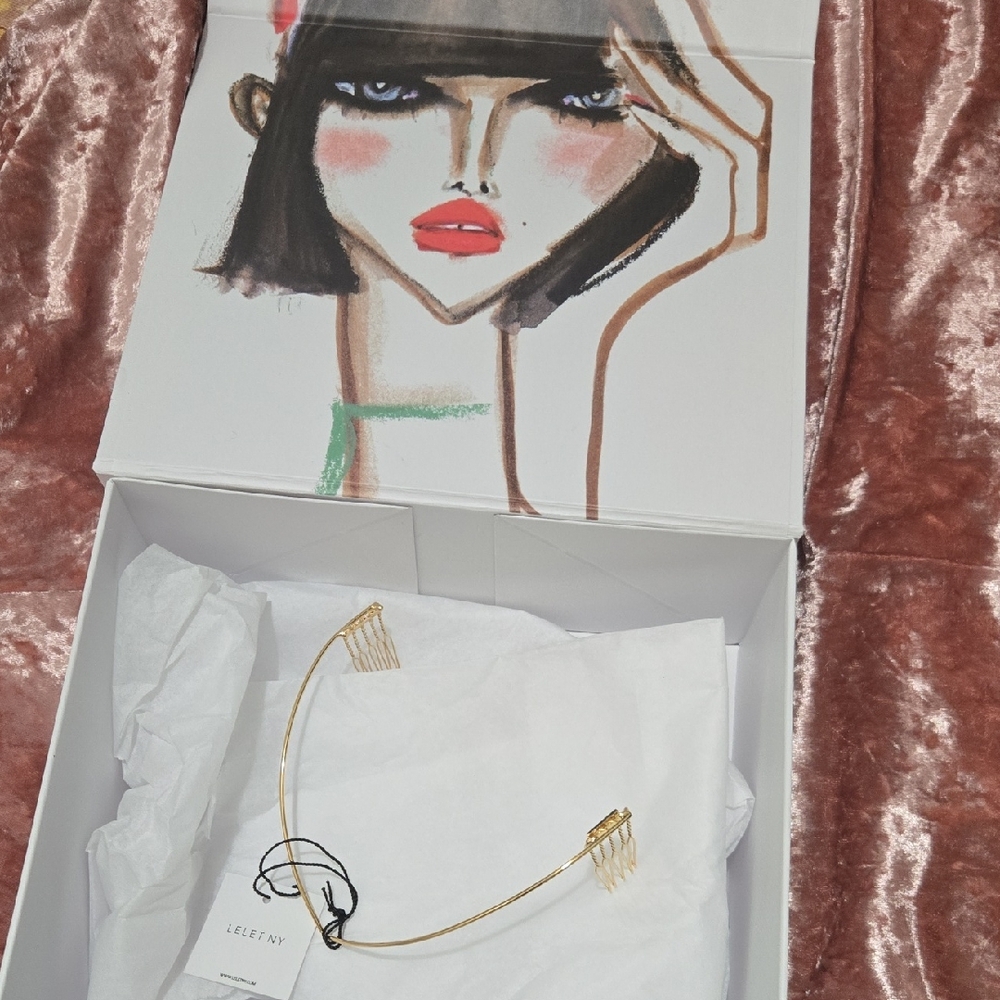 NWT Lelet NY Gold Halo Tucking Crown Tiara Bridal Renaissance Tiara